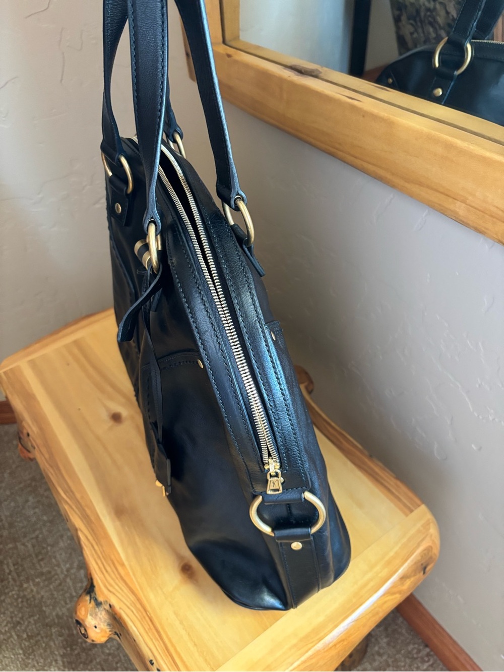 Yves Saint Laurent Black Leather Tote with Gold Hardware - Picture 10 of 10